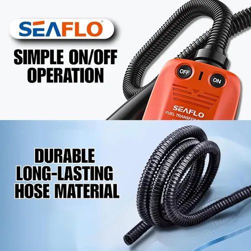 Miniatura 8 de SEAFLO Bomba Automática de Transferencia de Combustible, Flujo de 2.4 GPM, Sensor de Parada Automática, Manguera de Descarga Larga, Bomba Portátil