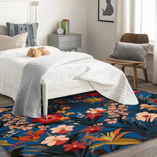 Miniatura 2 de Alfombra botánica de 2 x 3 pies, alfombra botánica para entrada, sala de estar, dormitorio, alfombra de área pequeña con flores tropicales
