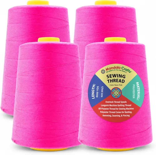 Miniatura 71 de Mandala Crafts 4 Pack of Serger Threads Cones Spools - 20S/2 24000 Yards Polyester Baby Blue Threads for Sergers Machine and Overlock Quilting