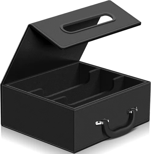 Homthy Caja de almacenamiento de más de 110 tarjetas con cierre magnético, estuche de cubierta de tarjeta de cuero con cierre magnético, caja de