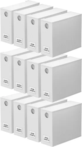 Miniatura 22 de SpaceAid Paquete de 8 Organizadores y Almacenamiento de Sábanas de Cama, Organizador de Sábanas Plegable para Armario de Ropa Blanca, Carpeta Beige