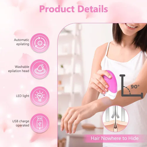 Miniatura 3 de Depiladora para mujer, depiladora de deslizamiento suave, removedor de vello facial para mujeres con 2 velocidades y luz LED, depilación facial
