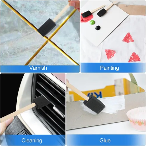 Miniatura 6 de 40 pinceles de espuma, pinceles de pintura de espuma de 1 pulgada, cepillo de esponja de mango de madera, pinceles para pintar para manchas