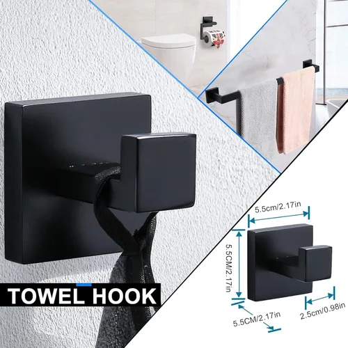 Miniatura 3 de YACVCL Juego de 5 accesorios de baño negros de 23.6 pulgadas, juego de accesorios de baño de acero inoxidable SUS304, juego de toallero montado