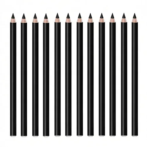 Juego de lápices delineadores de ojos negros – 12 piezas de fórmulas sedosas mate impermeables