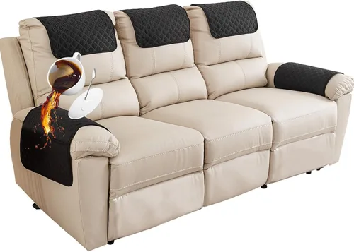 Miniatura 16 de Funda para Reposabrazos de Sofá, Funda para Reposacabezas de Silla Reclinable, Funda de Sillón con Bolsillos, Protector de Muebles Acolchado Beige