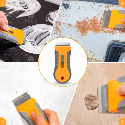 Miniatura 7 de Raspador de hoja de afeitar, 1 paquete de raspador de vidrio retráctil de plástico con 20 cuchillas de afeitar adicionales, removedor de calcomanías