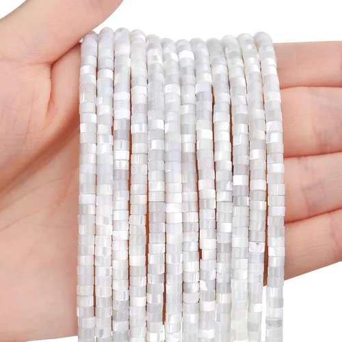Miniatura 43 de BONNY BOXX 150 piezas de cuentas espaciadoras de jade blanco natural, cuentas sueltas semipreciosas planas redondas de jade heishi para hacer joyas