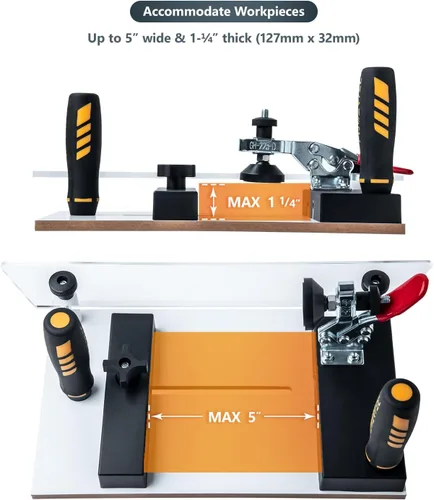 Miniatura 3 de POWERTEC Trineo de corredera para mesas de enrutador, trineo de ajuste para enrutador, corte preciso para juntas de puertas de gabinete, frentes