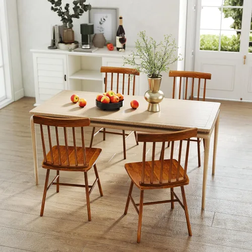 Miniatura 9 de HOMCOM Juego de 4 sillas de comedor Windsor, sillas de cocina de madera estilo granja con estructura de madera de goma y respaldo de aspas para Negro