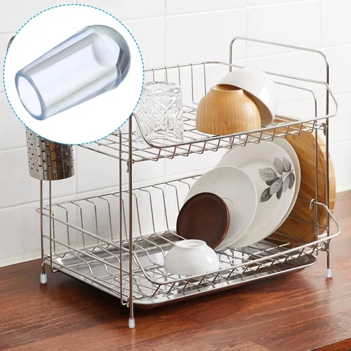 Miniatura 6 de PATIKIL Pies de estante para fregadero de cocina, paquete de 100 pies de diámetro interior de 0.197 in x 0.315 in de diámetro exterior, patas Claro