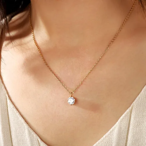 Miniatura 3 de 3 collares circulares de corazón con gotas de agua para mujer, collares delicados para mujeres, collares modernos de acero inoxidable