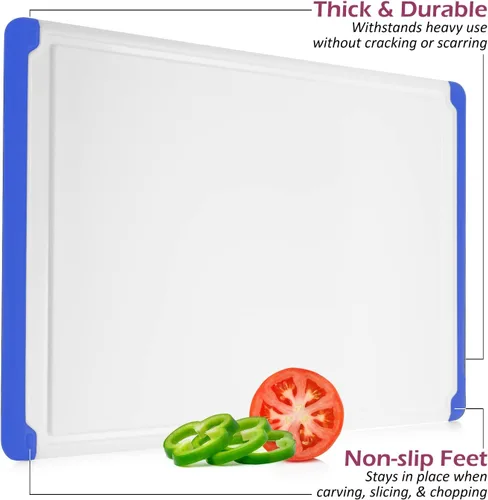 Miniatura 6 de Tablas de cortar grandes para cocina, tablas de cortar antideslizantes aptas para lavavajillas con ranuras para jugos, asas de fácil agarre, tabla