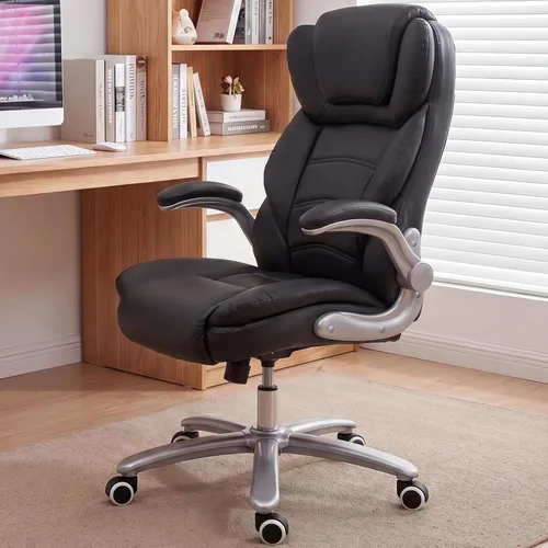 GYI Silla de Oficina Grande y Alta de 400lb con Asiento Ancho, Silla Ejecutiva de Escritorio de Cuero Ergonómica con Respaldo Alto y Brazos