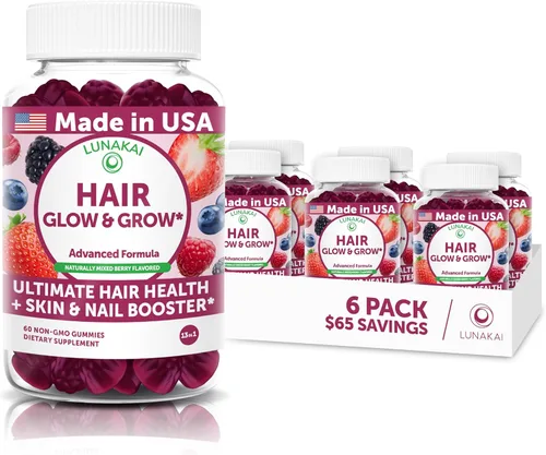 Miniatura 9 de Lunakai USA Made Super Hair Gummies con biotina, zinc, extracto de cola de caballo y palma enana americana – Vitaminas para el crecimiento