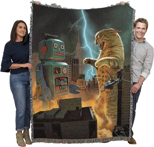 Miniatura 15 de Pure Country - Cobija tejida Catzilla Cat Godzilla, regalo divertido para los amantes de los gatos, puede ser un tapiz o una cobija, de Vincent HIE