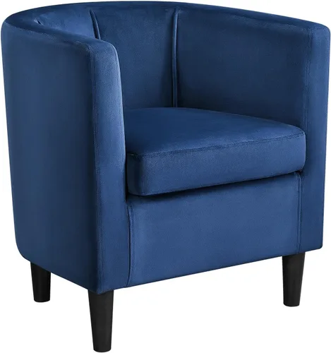 Miniatura 14 de Yaheetech - Silla de terciopelo decorativa, sillones modernos y cómodos, silla de sofá de barril tapizada para sala de estar, dormitorio, sala