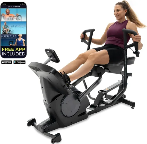 Teeter Power10 - Remadora con resistencia magnética de 2 vías y movimiento elíptico – Máquina de remo para interiores con conectividad HRM,