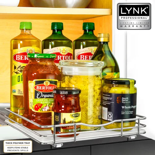 Miniatura 6 de LYNK PROFESSIONAL® - Organizador extraíble de especias para armario, 10-1/4 pulgadas de ancho, estante deslizante, organizador de especias, cromado