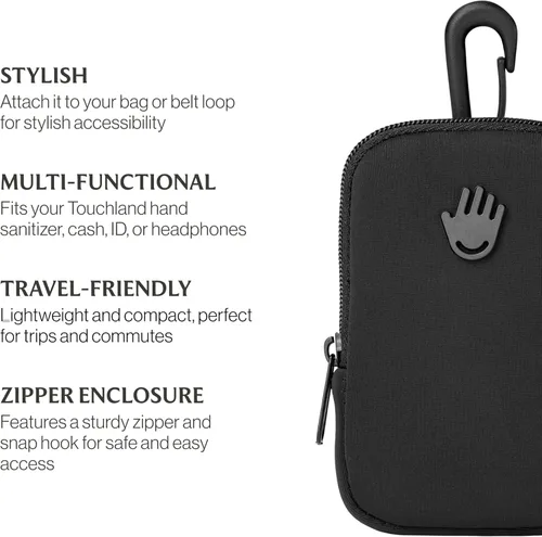 Miniatura 5 de Touchette Zippered Pouch with Snap Hook – Attachable Bag Accessory Compatible with 1 FL OZ Touchland Hand Sanitizer