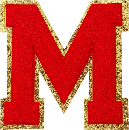 Miniatura 57 de GYGYL - 3 parches de letras deportivas de felpilla con purpurina, parches para planchar de tamaño grande para decoración de disfraces