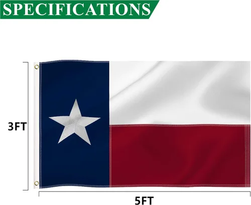 Miniatura 5 de Paquete combinado de banderas estadounidenses de Texas y Estados Unidos, bandera de nailon 210D con ojales de latón de 3 x 5 pies, colores vivos