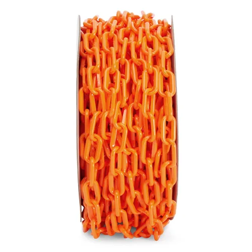Miniatura 4 de Stockroom Plus Barrera de seguridad de cadena de plástico naranja de 100 pies, eslabones de cadena de plástico naranja para control de multitudes