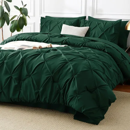 Miniatura 37 de CozyLux - Juego de ropa de cama con pliegues plisados de 7 piezas en una bolsa; edredón tamaño King para todas las estaciones, sábanas, fundas