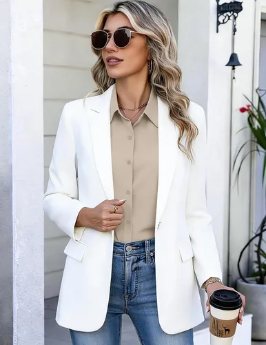 Miniatura 5 de HOTOUCH Camisas con botones para mujer, camisas de vestir de manga corta, blusas casuales de negocios, blusa de trabajo de oficina