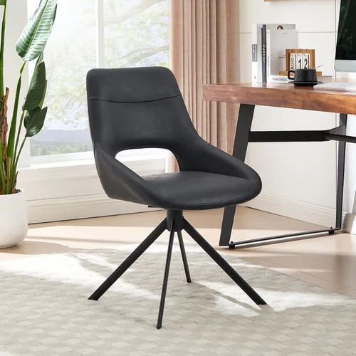 Miniatura 11 de Zesthouse Silla de escritorio moderna sin ruedas, silla giratoria de tocador con respaldo hueco, silla de oficina en casa sin brazos para niñas
