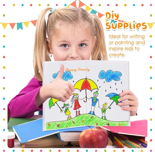 Miniatura 4 de Henoyso Libros de tapa dura en blanco para que los niños escriban historias, haz tu propio libro de manualidades sin forro, cuaderno