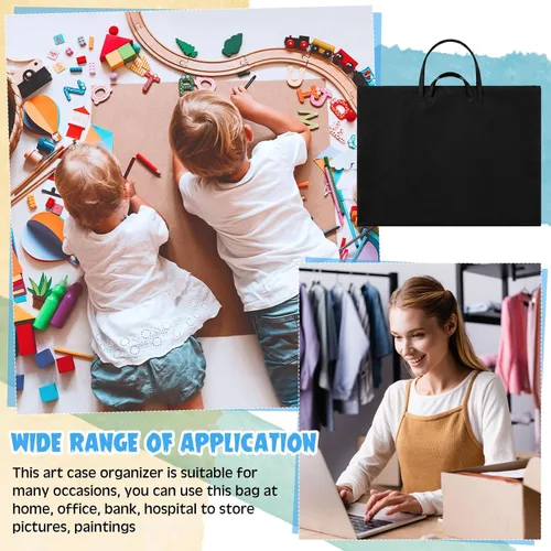 Miniatura 7 de Abbylike 1 bolsa de 48 x 36 pulgadas para portafolio de arte, funda de transporte de nailon impermeable grande con correa para el hombro, para Negro