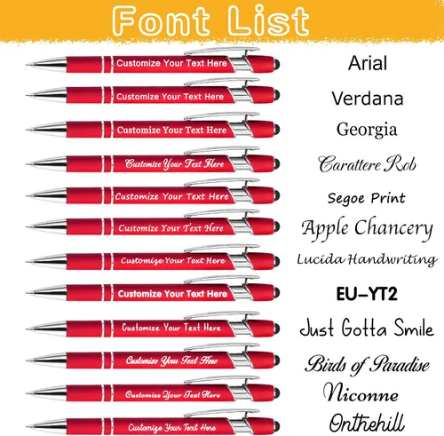 Miniatura 2 de Amlion Bolígrafos personalizados a granel, bolígrafos personalizados con lápiz capacitivo con nombre, mensaje y logotipo grabado, regalo para Rojo