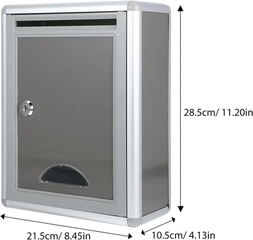 Miniatura 5 de Buzón de correo con cerradura de llave, montaje en pared, buzón de metal, caja de seguridad para sobres de dinero, tarjetas, tamaño pequeño