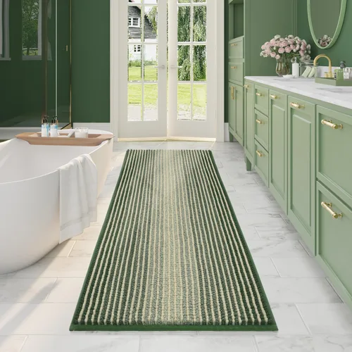 Miniatura 64 de BSICPRO Juegos de Alfombras y Tapetes para Baño, Juego de Alfombra de Baño de Felpilla Gruesa Absorbente de 2 Piezas Antideslizante, Tapetes Suaves