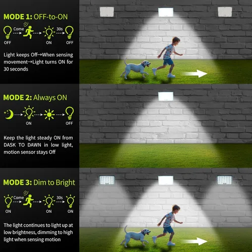 Miniatura 4 de Pack de 2 luces solares con 184 LED para exteriores, con sensor de movimiento, luces solares de pared impermeables al aire libre con 3 modos