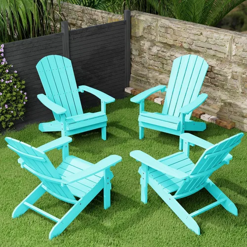 Miniatura 22 de YEFU Silla Adirondack de plástico resistente a la intemperie, sillas de patio con instalación fácil en 5 pasos, se ve exactamente como madera real