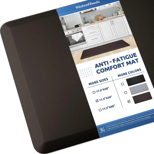 Miniatura 66 de KitchenClouds Alfombra de cocina acolchada anti fatiga, 17.3 x 60 pulgadas, impermeable, antideslizante, tapete de escritorio cómodo, para cocina