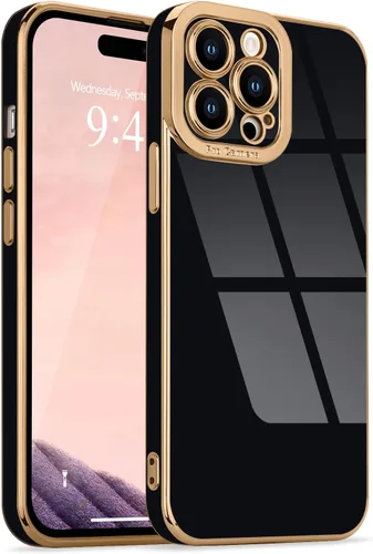 Miniatura 25 de Lafunda Diseñada para iPhone 13 Pro, fundas lujosas con chapado lindo para mujeres y niñas, elegante borde dorado, a prueba de golpes, TPU con funda