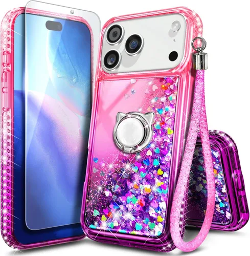 Miniatura 30 de NGB Diseñada para Funda de Teléfono iPhone 11, Morado/Azul Funda Bonita con Purpurina Líquida Brillante para Mujeres Niñas Niños con Protector