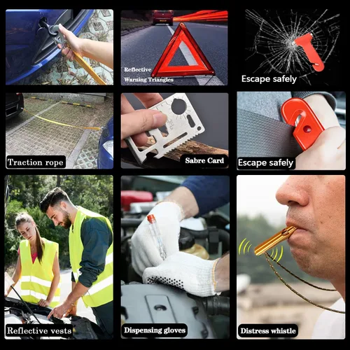 Miniatura 6 de LIANXIN Kit de Emergencia para Automóvil en Carretera - Kit de Seguridad para Automóvil Kit de Emergencia para Automóvil con Cables Puente Kit