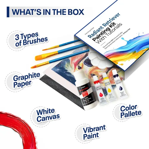 Miniatura 5 de Kits de clase de pintura para adultos con tutoriales en video, aprende a pintar radiant retriever, cómo pintar con juegos de pintura acrílica