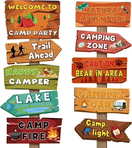 Miniatura 27 de Hooqict 20 piezas de señal de fiesta safari para bienvenida a la fiesta temática de safari en la selva, señales direccionales, decoraciones