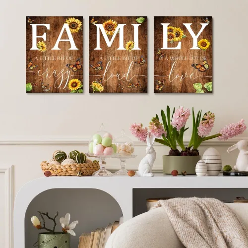 Miniatura 31 de GUBIYU Decoración de pared familiar para el hogar, juego de 3 impresiones inspiradoras en lienzo enmarcadas en blanco y negro, pinturas artísticas