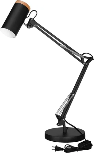 Miniatura 10 de TORCHSTAR Lámpara de escritorio alta con brazo oscilante con acento de madera, tamaño grande ajustable altura máxima de 31 pulgadas, lámpara