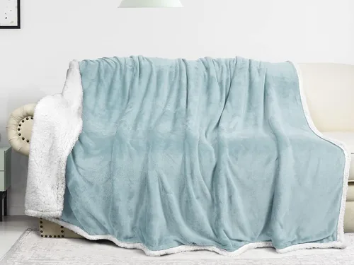 Miniatura 12 de Catalonia Manta Sherpa de Lana Azul Marino, Manta de Felpa de Visón Súper Suave para Sofá, Manta Mullida y Esponjosa para Cama y TV, Mantas Pesadas