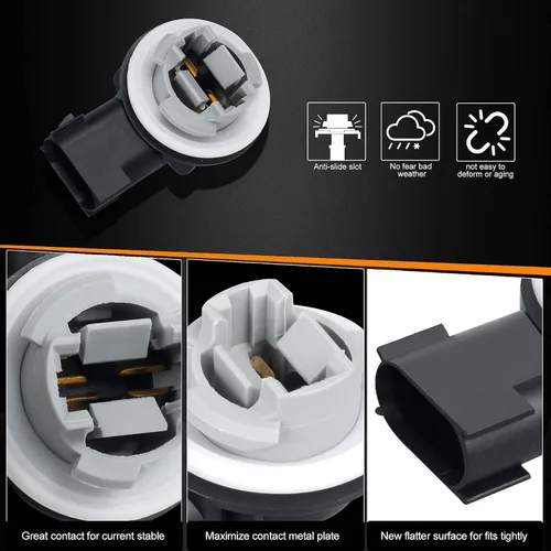 Miniatura 2 de HERCOO Socket de Luz Trasera de Señal de Giro Luces de Lámpara Trasera Soporte de Conectores de Enchufe de Arnés de Cableado Compatible con Dodge
