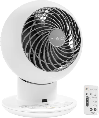 IRIS USA WOOZOO Ventilador circulador de aire con control remoto, oscilante, 5 velocidades, distancia máxima de aire de 82 pies, inclinación