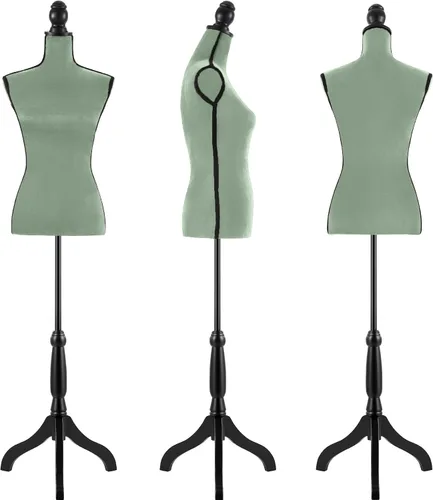 Miniatura 5 de HOMBOUR Cuerpo de maniquí femenino, forma de vestido de torso de maniquí de costura, maniquí ajustable con soporte para modista de exhibición (verde)
