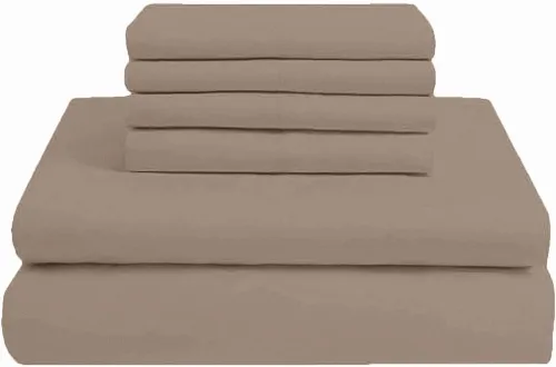 King Of Cotton - Juego de sábanas de 6 piezas de algodón egipcio de calidad de hotel, 1 sábana encimera, 1 sábana bajera (profundidad de bolsillo de